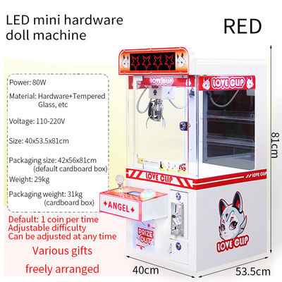Red Coin-Operated LED Desktop Hardware Claw Arcade Machine