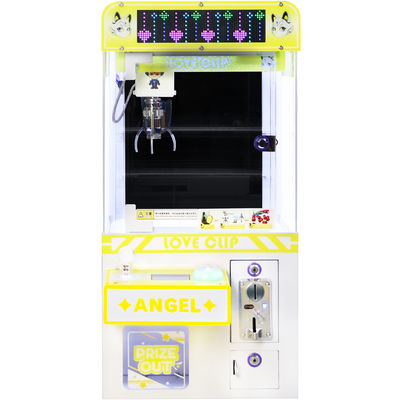 Yellow Coin-Operated LED Desktop Hardware Claw Arcade Machine